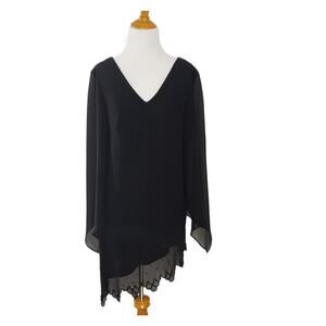 J.R. Nites by Caliendo Beaded Black Tunic Asymmetrical Witchy Goth Women 10